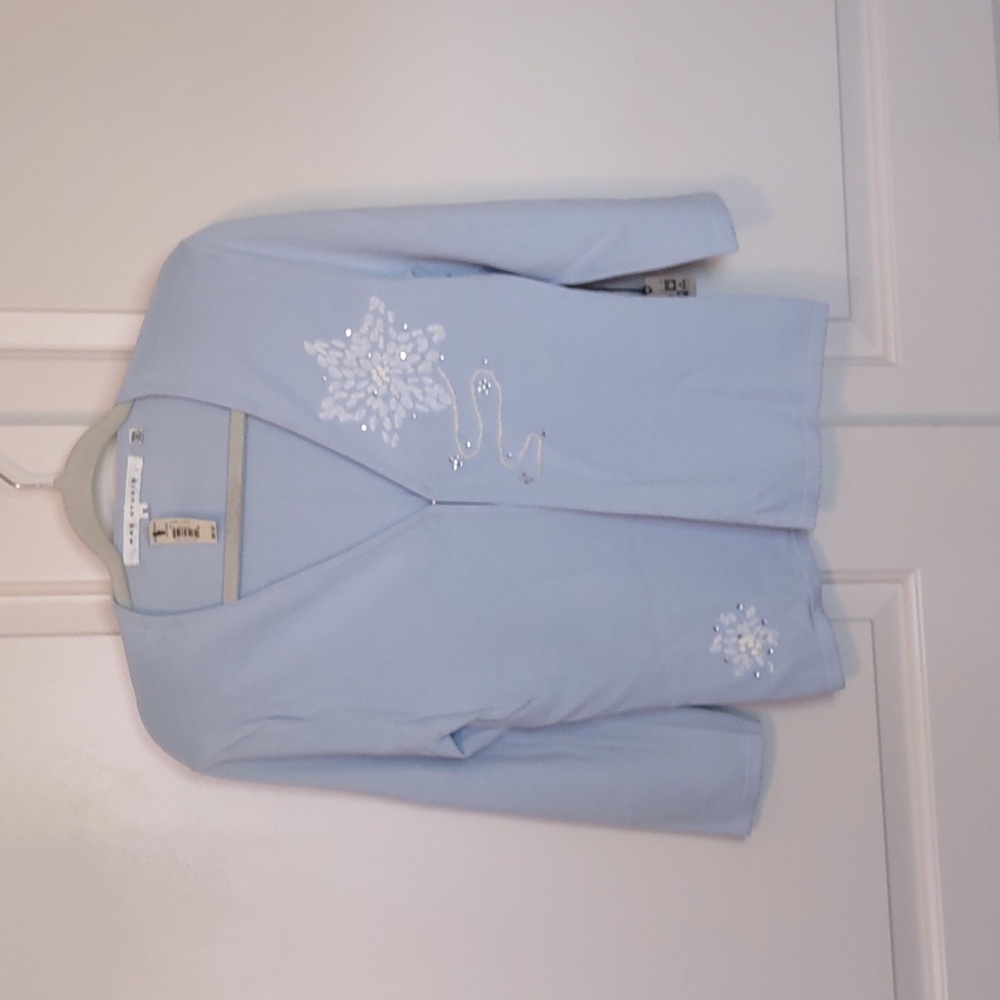 Max Studio Adorned Blue Cardigan Sweater Size Medium New with Tags